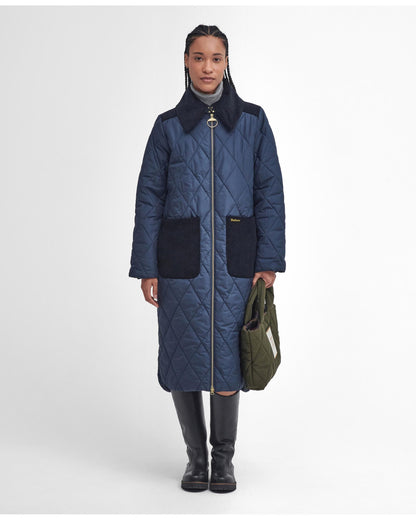 Barbour Malton Womens Long Quilted Jacket - Navy/Classic