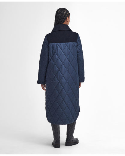 Barbour Malton Womens Long Quilted Jacket - Navy/Classic