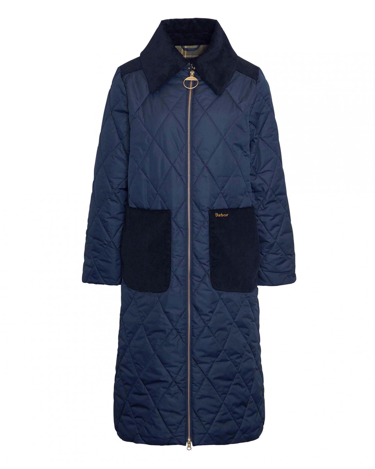 Barbour Malton Womens Long Quilted Jacket - Navy/Classic