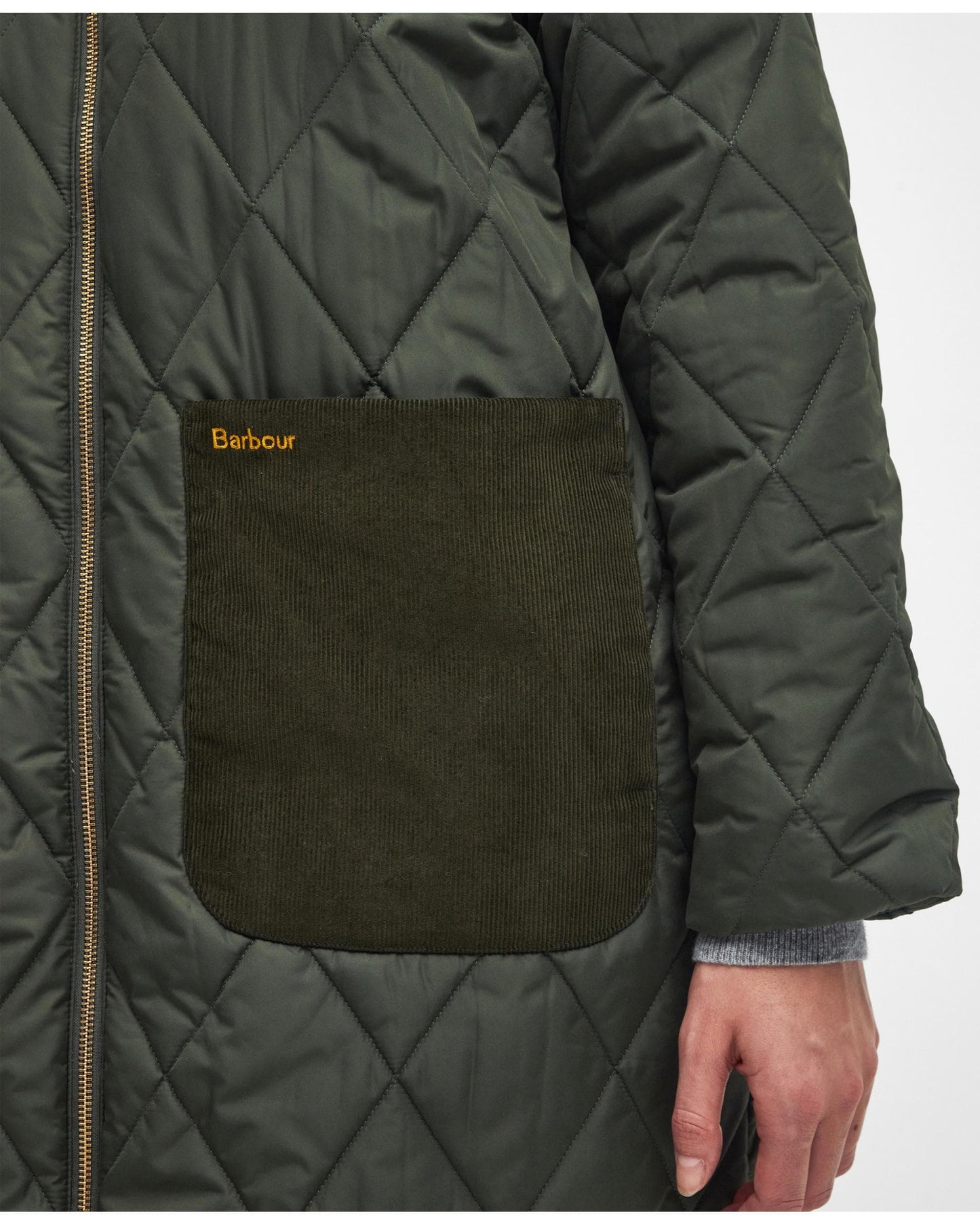 Barbour Malton Womens Long Quilted Jacket - Olive/Ancient