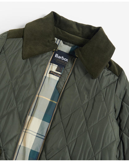 Barbour Malton Womens Long Quilted Jacket - Olive/Ancient
