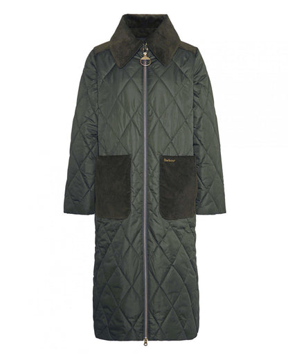 Barbour Malton Womens Long Quilted Jacket - Olive/Ancient