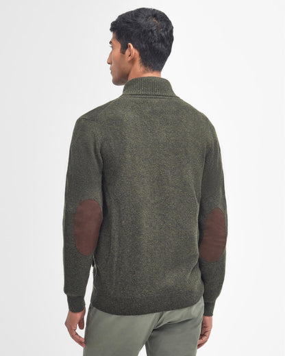 Barbour Patch Buttoned Full-Zip Mens Knit - Seaweed