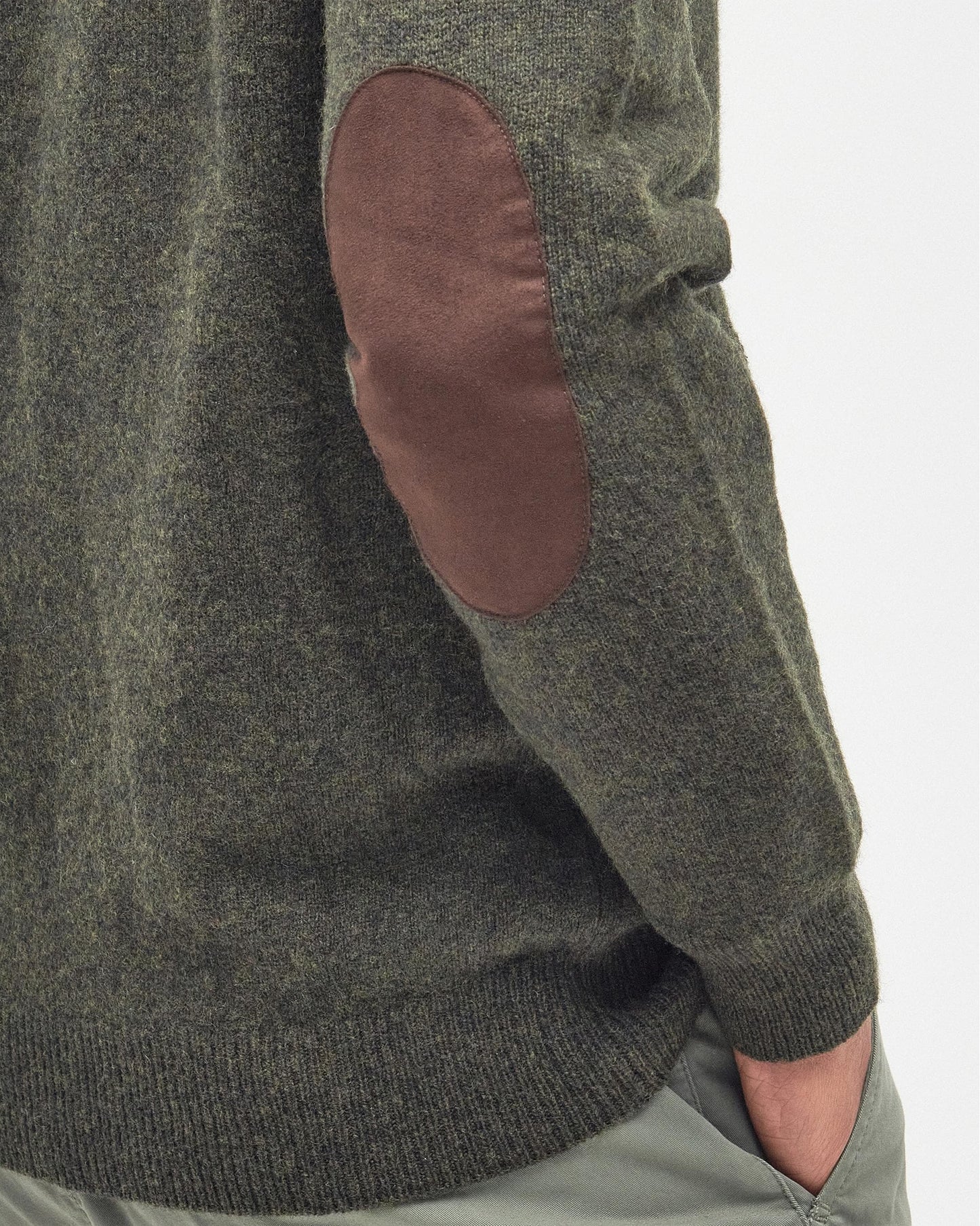 Barbour Patch Buttoned Full-Zip Mens Knit - Seaweed