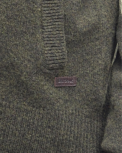 Barbour Patch Buttoned Full-Zip Mens Knit - Seaweed
