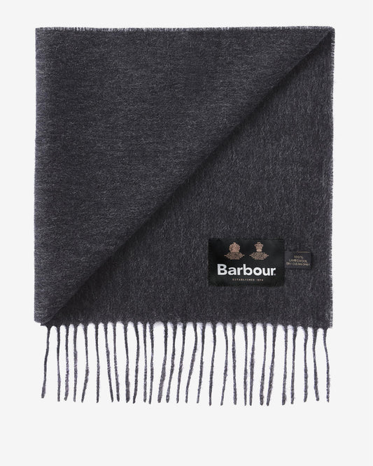 Barbour Unisex Plain Lambswool Scarf - Charcoal/Grey