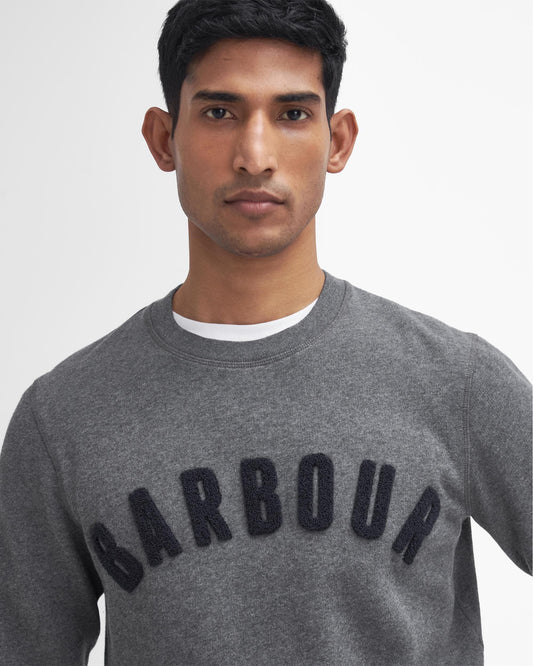 Barbour Prep Logo Crew Mens Sweatshirt - Mid Grey Marl