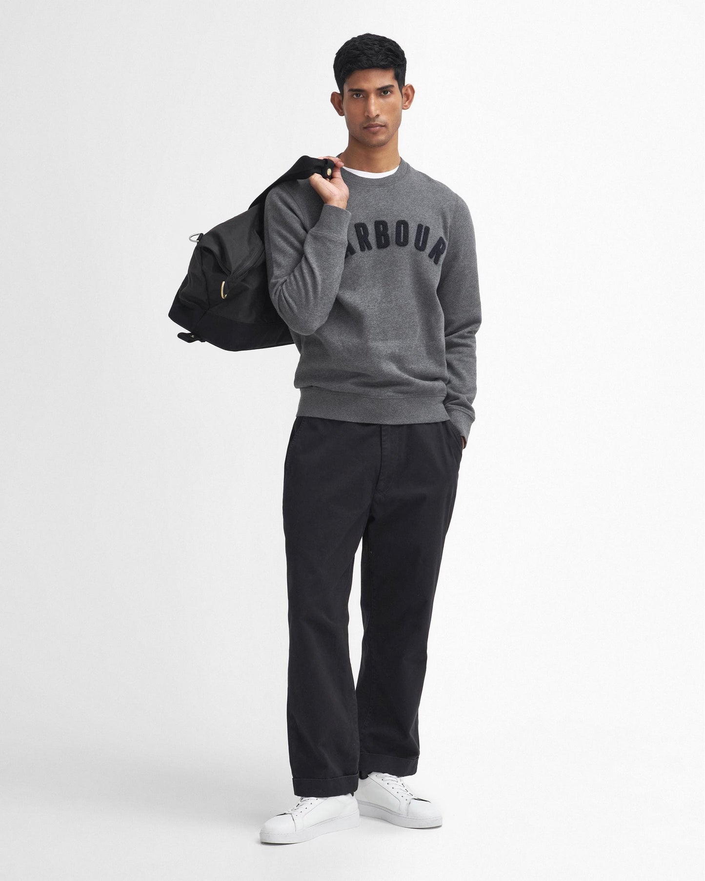 Barbour Prep Logo Crew Mens Sweatshirt - Mid Grey Marl