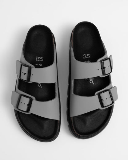 Birkenstock Papillio Arizona Chunky Womens Birko-Flor Sandals - Stone Coin/Black