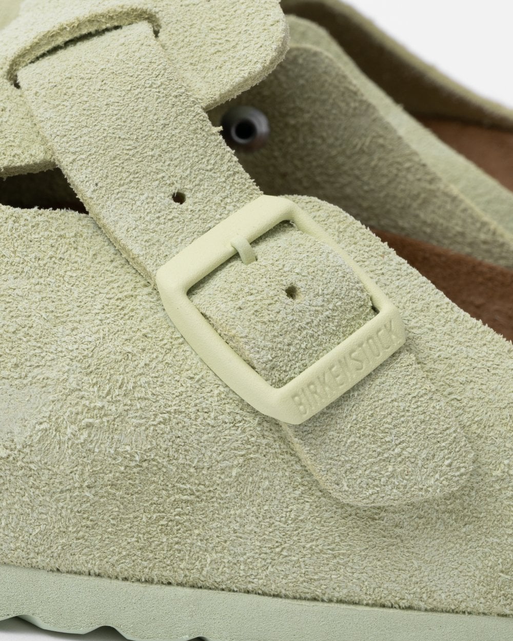 Birkenstock Boston Suede Leather Womens Clogs - Faded Lime