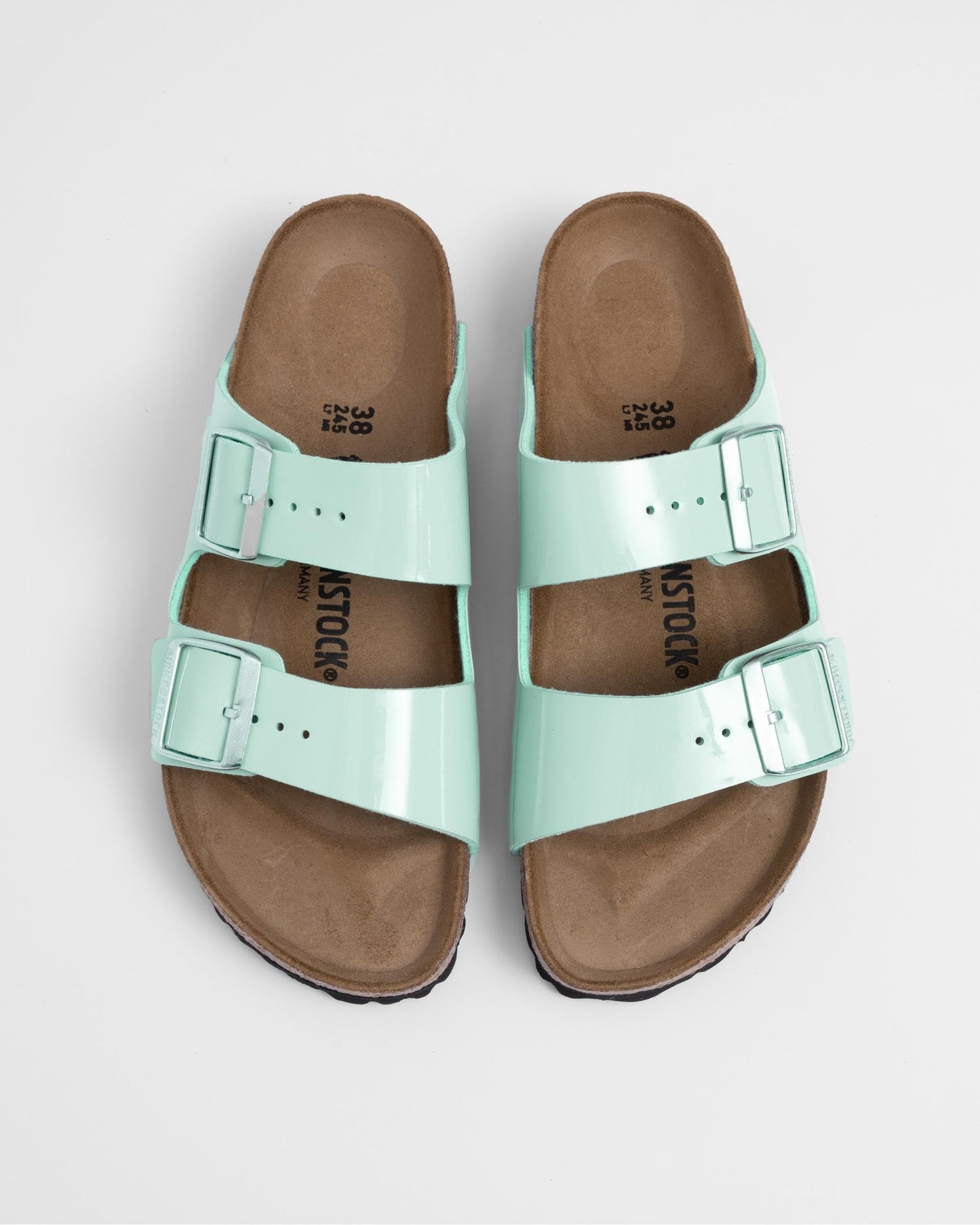 Birkenstock Arizona Birko-Flor Patent Womens Sandals - Surf Green