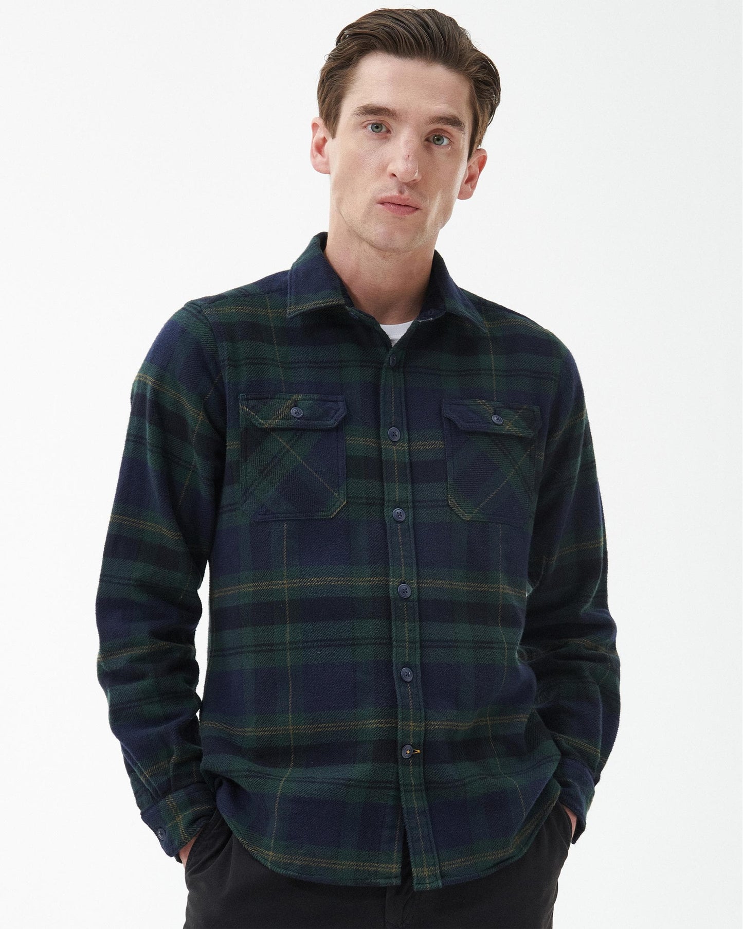 Barbour Snowcap Mens Tailored Long Sleeve Checked Shirt - Navy
