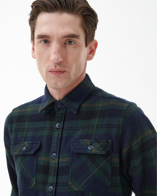 Barbour Snowcap Mens Tailored Long Sleeve Checked Shirt - Navy