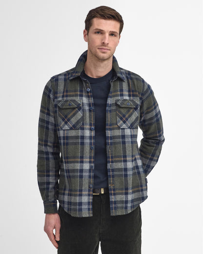 Barbour Snowcap Mens Tailored Long Sleeve Checked Shirt - Olive Marl