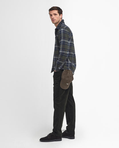 Barbour Snowcap Mens Tailored Long Sleeve Checked Shirt - Olive Marl