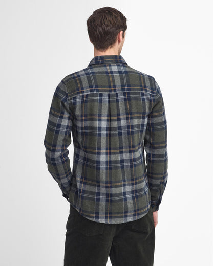 Barbour Snowcap Mens Tailored Long Sleeve Checked Shirt - Olive Marl