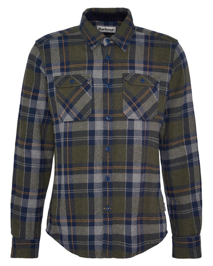 Barbour Snowcap Mens Tailored Long Sleeve Checked Shirt - Olive Marl