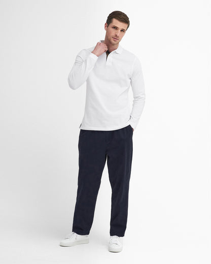 Barbour Sports Mens Long Sleeve Polo Shirt - White