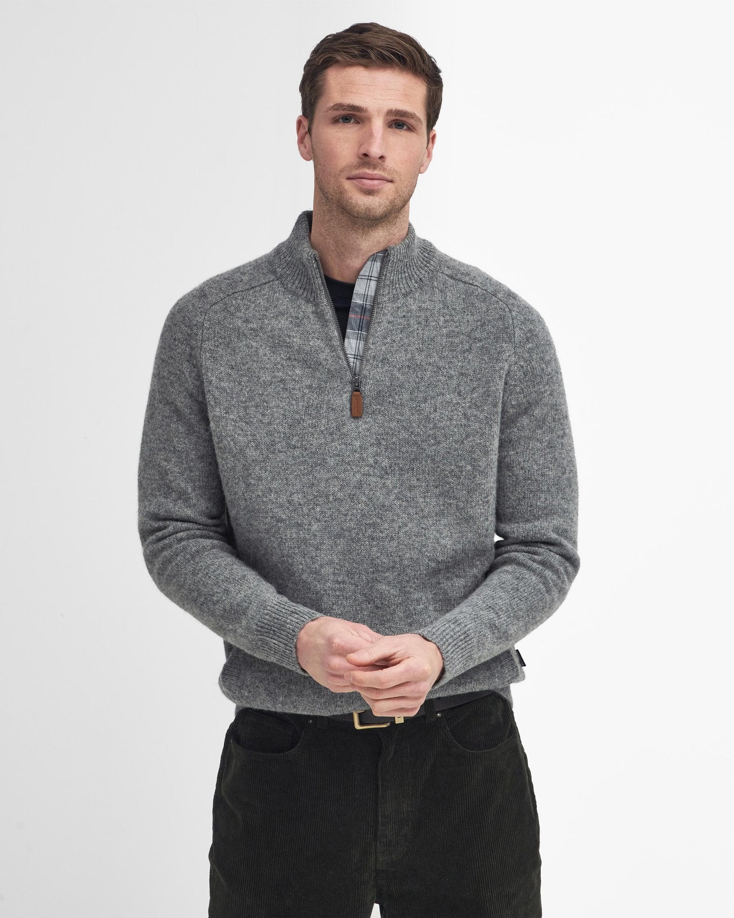 Barbour Talder Mens Half Zip Knitted Jumper - Grey Marl