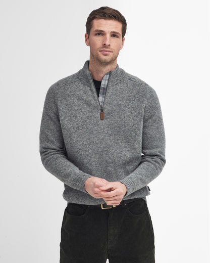 Barbour Talder Mens Half Zip Knitted Jumper - Grey Marl