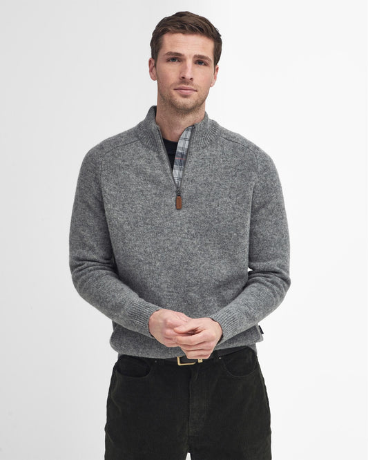 Barbour Talder Mens Half Zip Knitted Jumper - Grey Marl