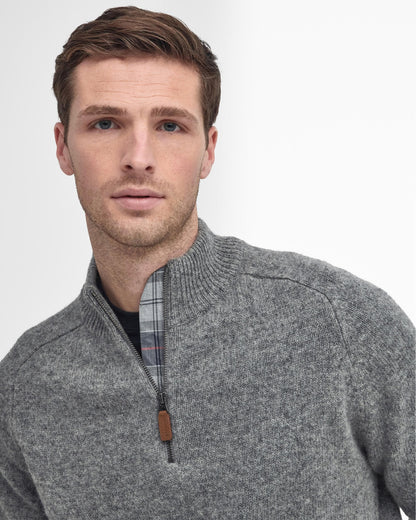 Barbour Talder Mens Half Zip Knitted Jumper - Grey Marl