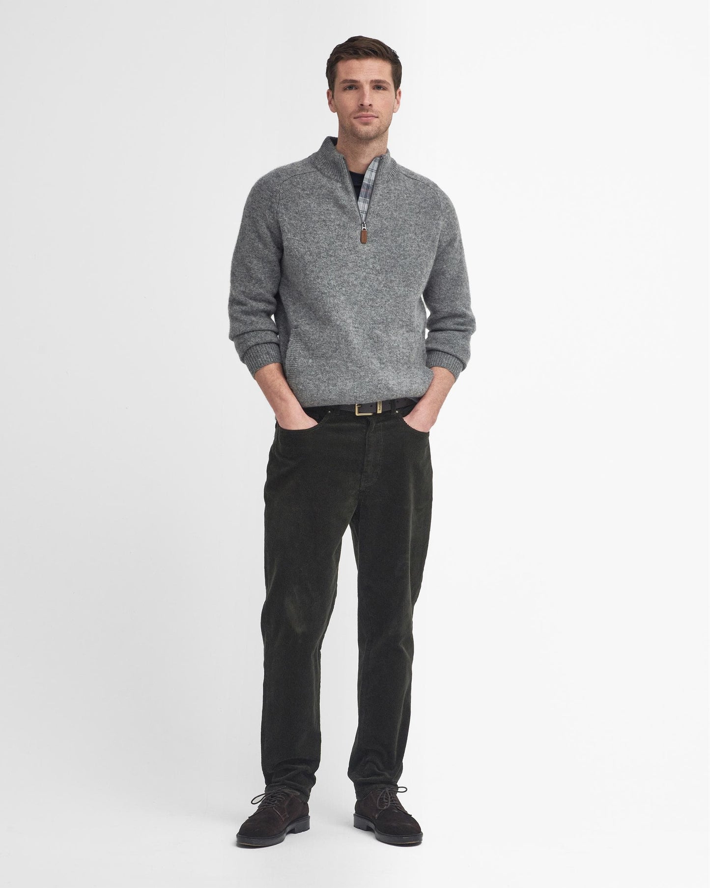 Barbour Talder Mens Half Zip Knitted Jumper - Grey Marl