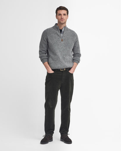 Barbour Talder Mens Half Zip Knitted Jumper - Grey Marl