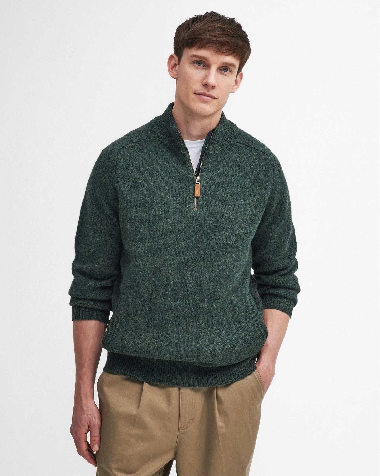 Barbour Talder Mens Half Zip Knitted Jumper - Seaweed