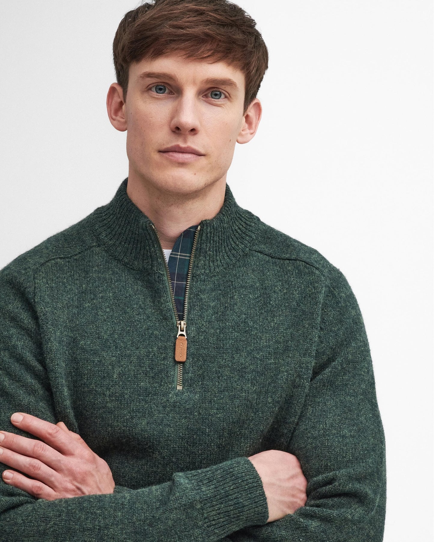 Barbour Talder Mens Half Zip Knitted Jumper - Seaweed
