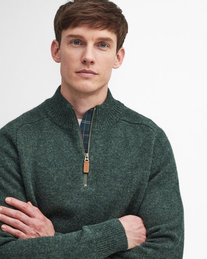 Barbour Talder Mens Half Zip Knitted Jumper - Seaweed