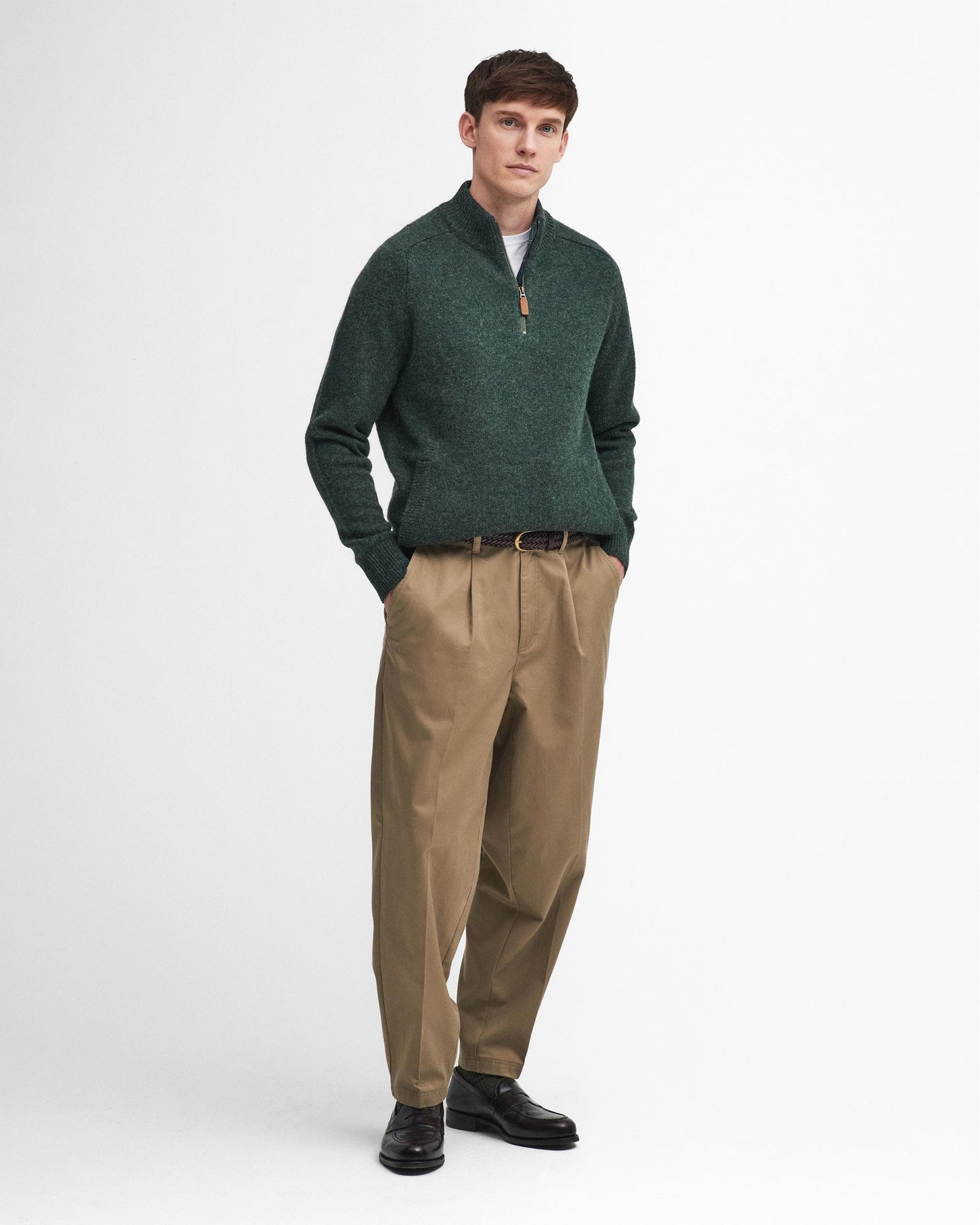 Barbour Talder Mens Half Zip Knitted Jumper - Seaweed