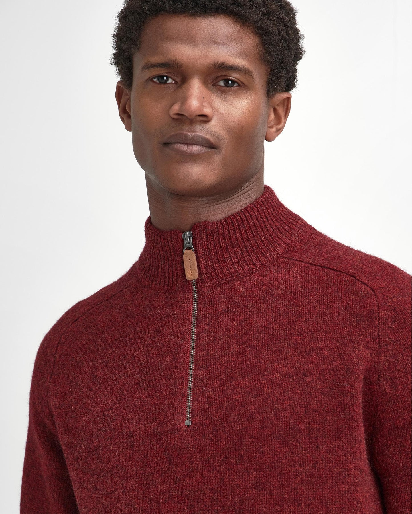Barbour Talder Mens Half Zip Knitted Jumper - Highland Red