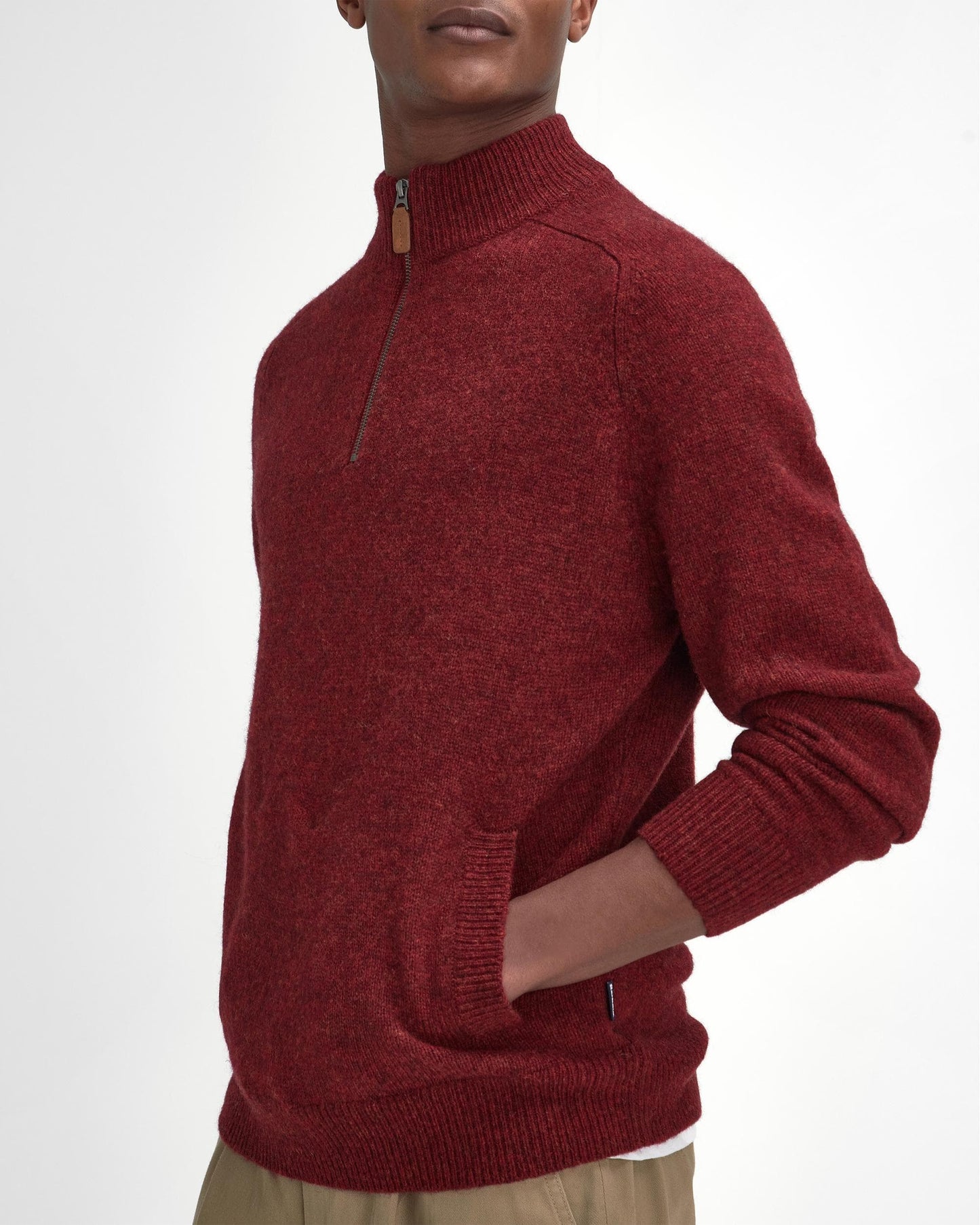 Barbour Talder Mens Half Zip Knitted Jumper - Highland Red