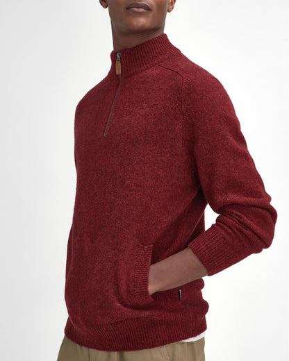 Barbour Talder Mens Half Zip Knitted Jumper - Highland Red