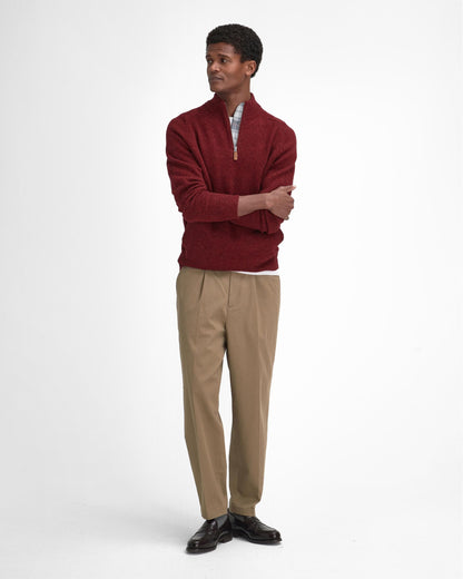 Barbour Talder Mens Half Zip Knitted Jumper - Highland Red