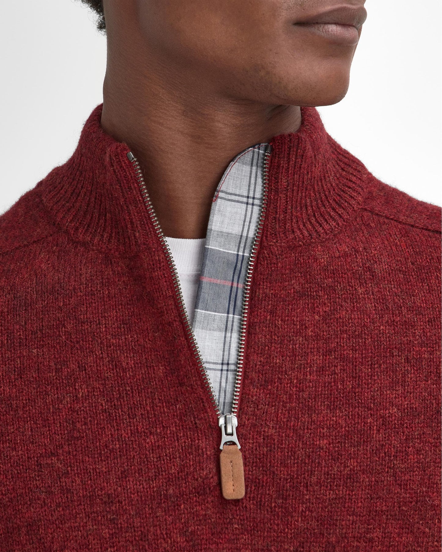 Barbour Talder Mens Half Zip Knitted Jumper - Highland Red