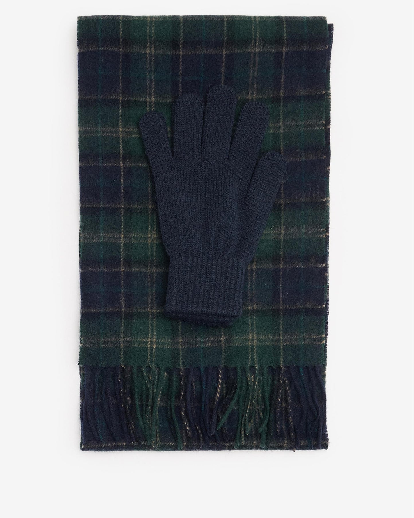 Barbour Tartan Mens Scarf & Glove Gift Set - Green Loch Tartan