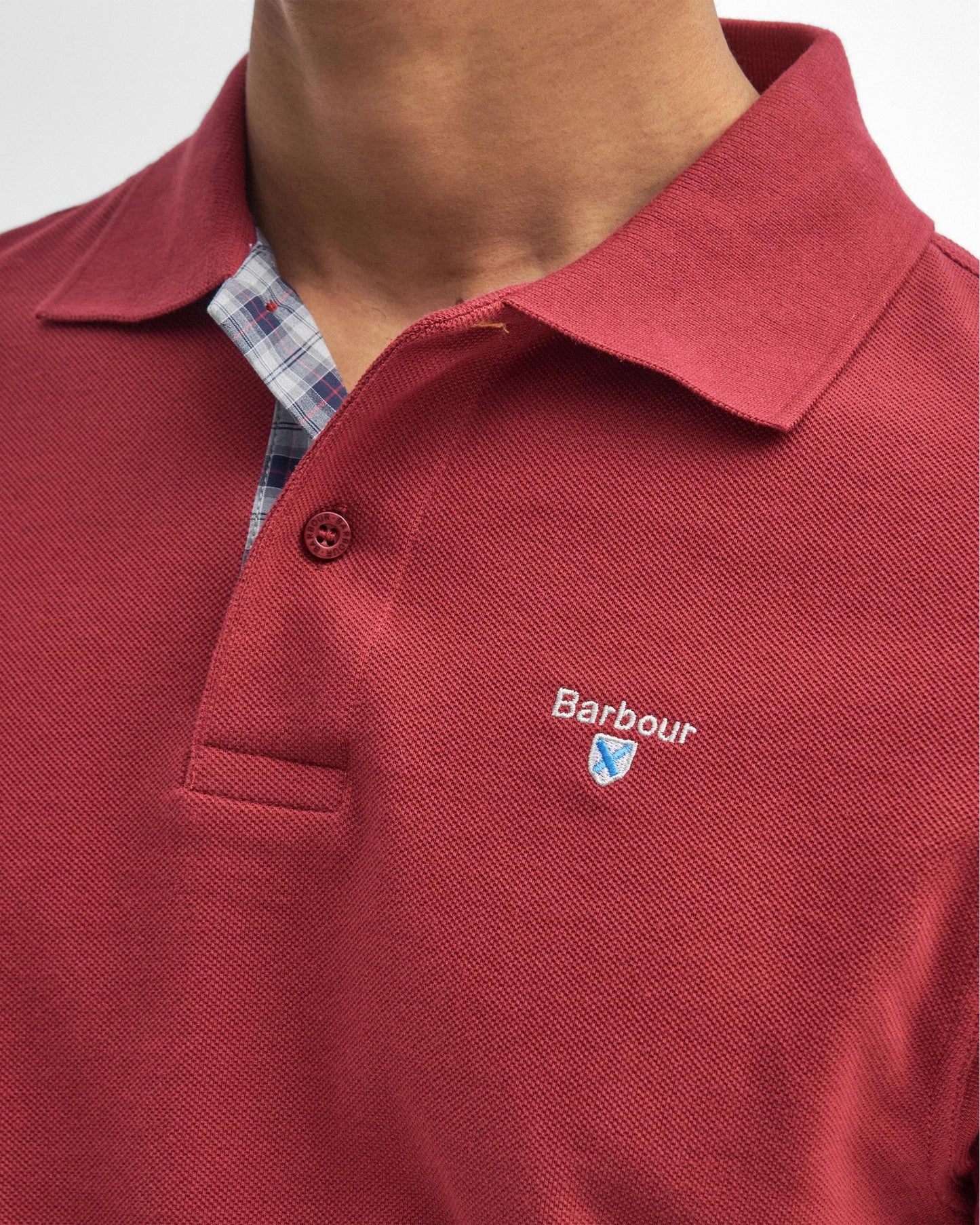 Barbour Tartan Pique Mens Polo - Highland Red