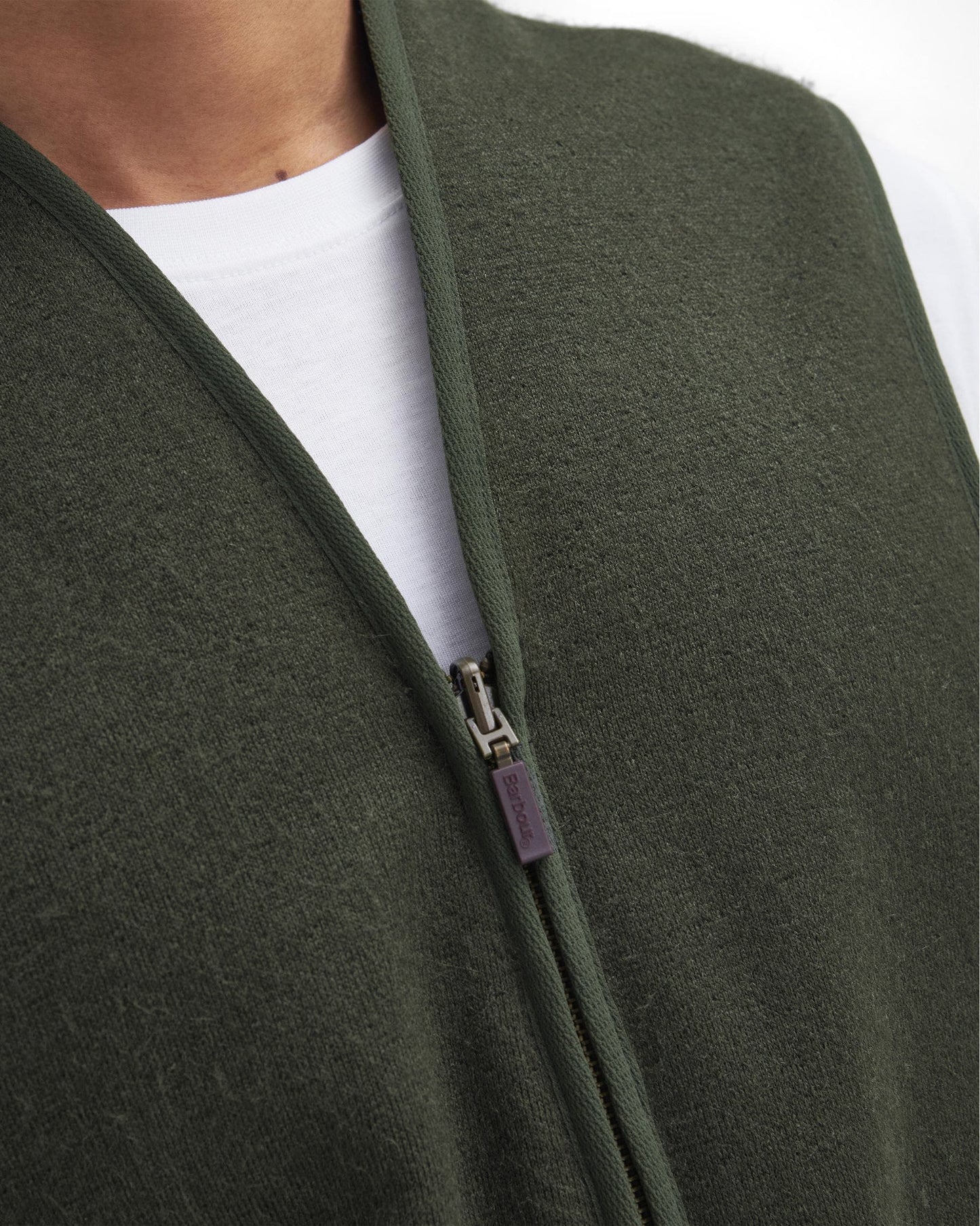 Barbour Warm Pile Waistcoat Zip-In Liner - Sage - CHO - Designer Mens Fleece Gilets