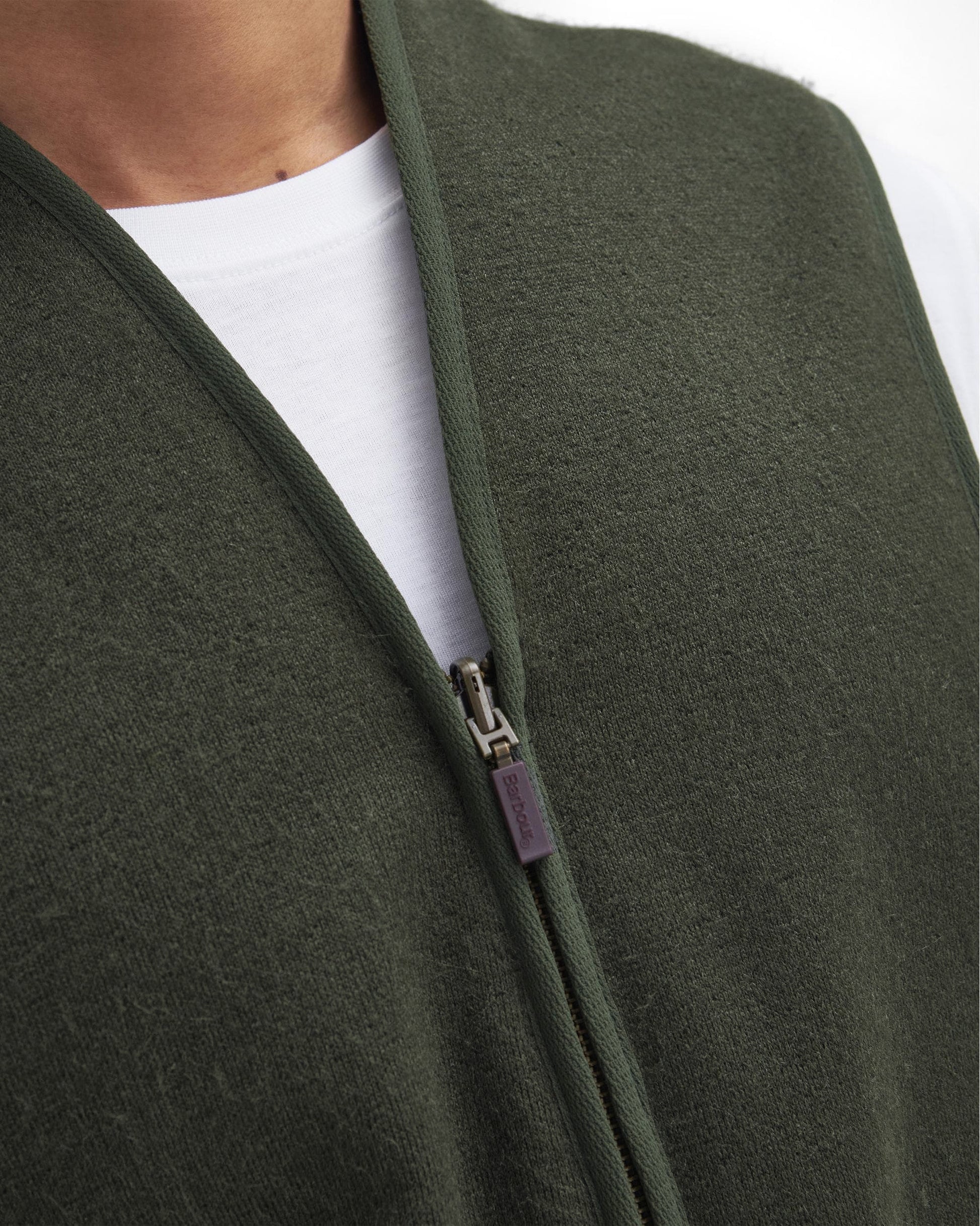 Barbour Warm Pile Waistcoat Zip-In Liner - Sage - CHO - Designer Mens Fleece Gilets