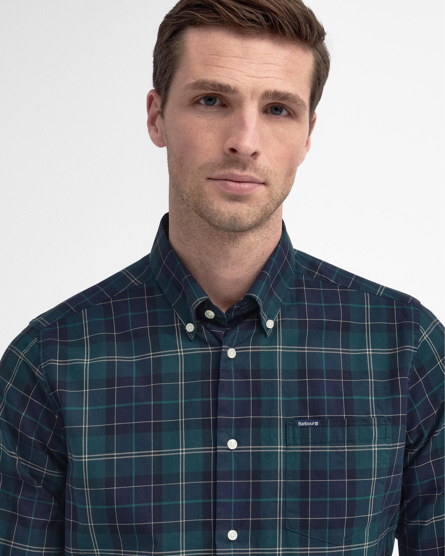 Barbour Wetherham Tailored Mens Shirt - Green Loch