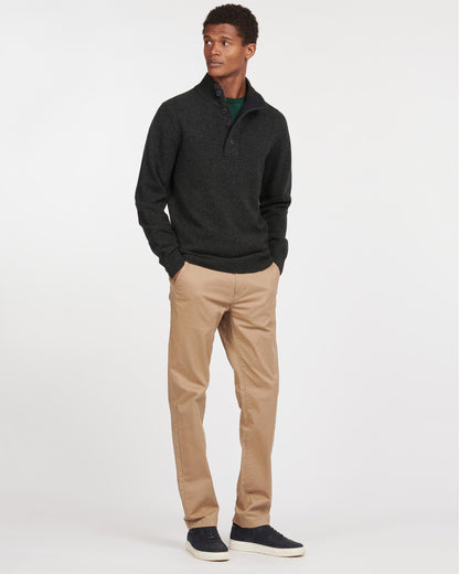 Barbour Essential Patch Half Zip Mens Jumper - Charcoal