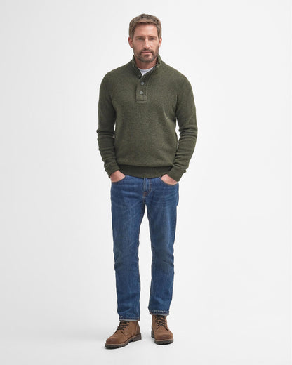 Barbour Essential Patch Half Zip Mens Jumper - Seaweed