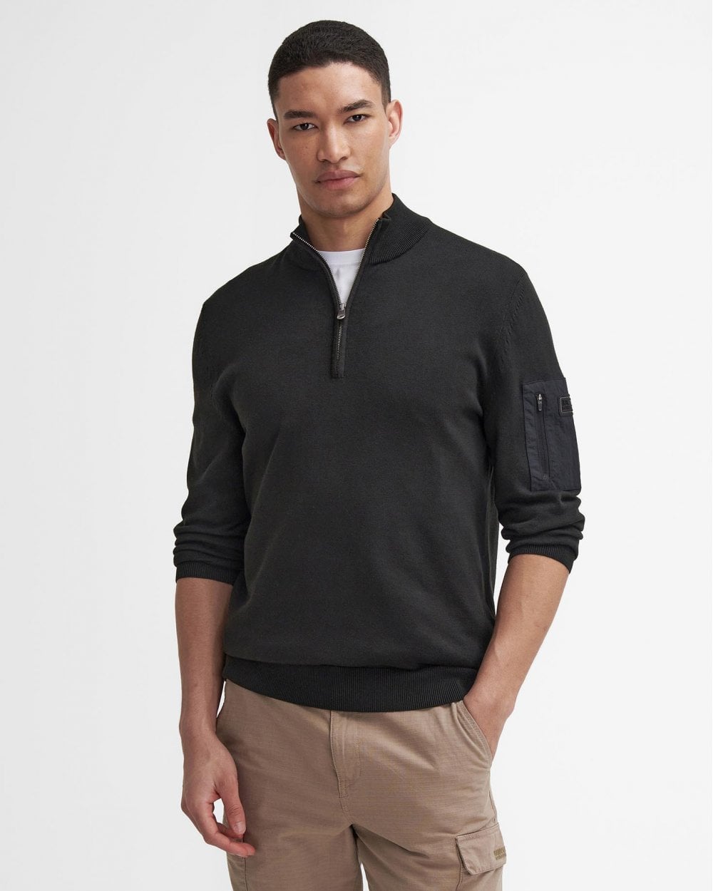 Barbour International Blades Mens Cotton Half Zip Jumper - Black