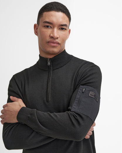 Barbour International Blades Mens Cotton Half Zip Jumper - Black