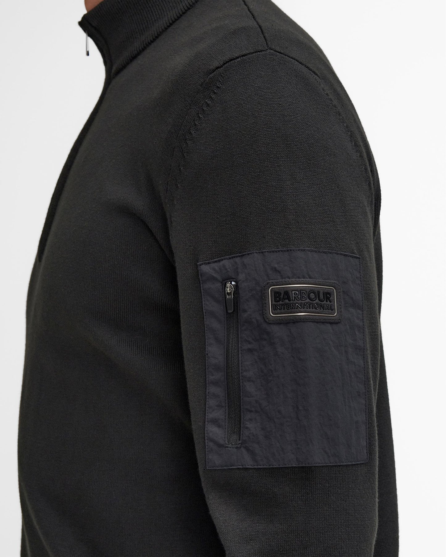 Barbour International Blades Mens Cotton Half Zip Jumper - Black