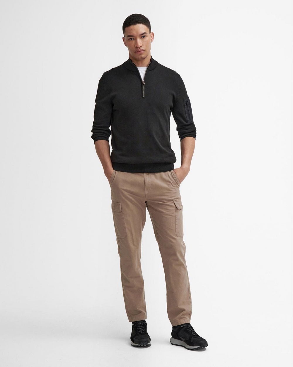 Barbour International Blades Mens Cotton Half Zip Jumper - Black