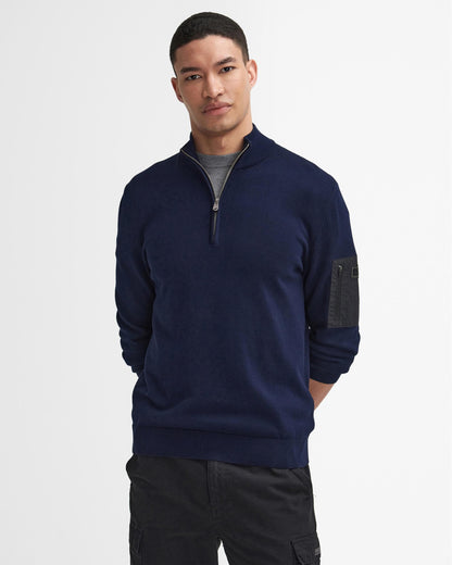 Barbour International Blades Mens Cotton Half Zip Jumper - Navy