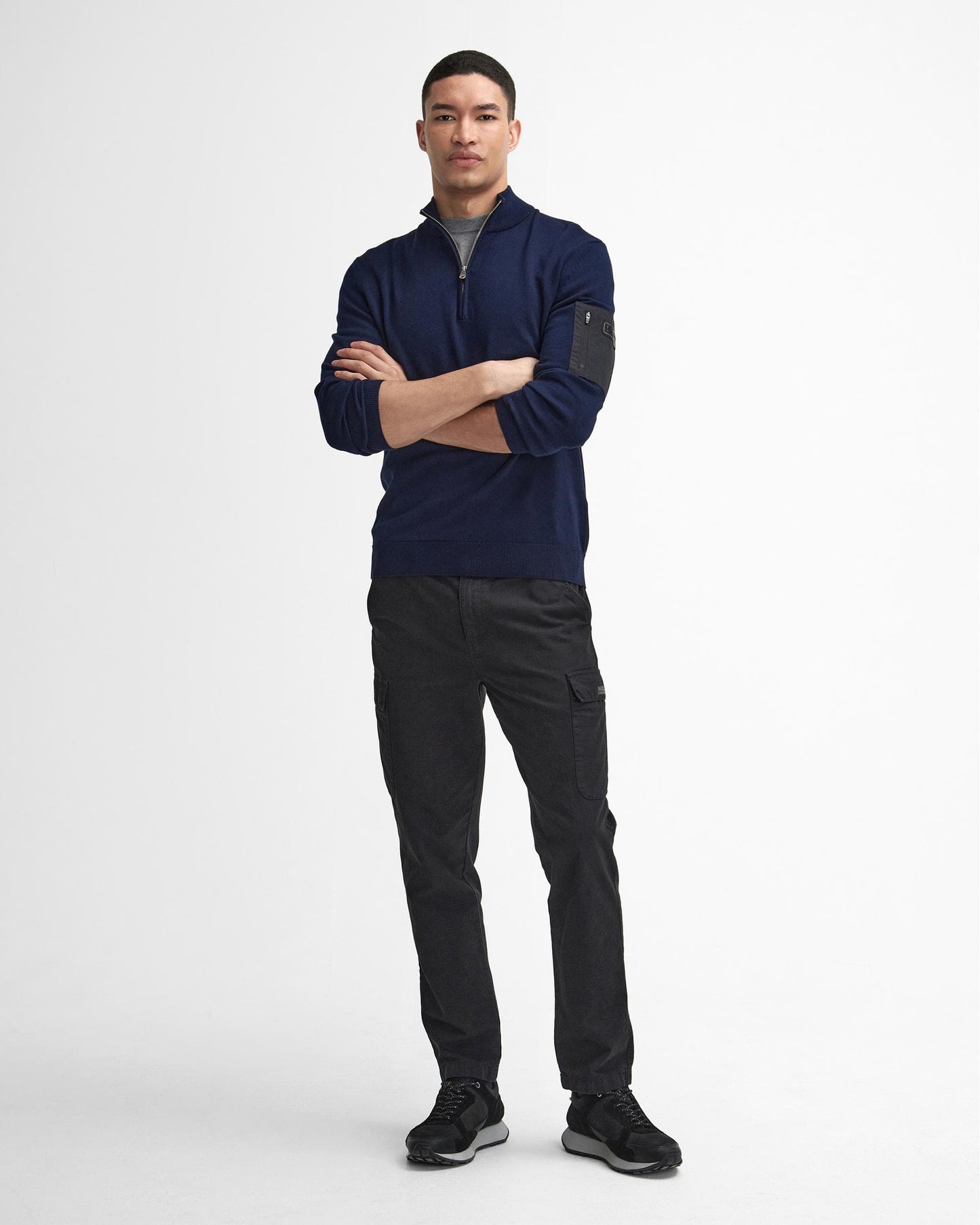 Barbour International Blades Mens Cotton Half Zip Jumper - Navy